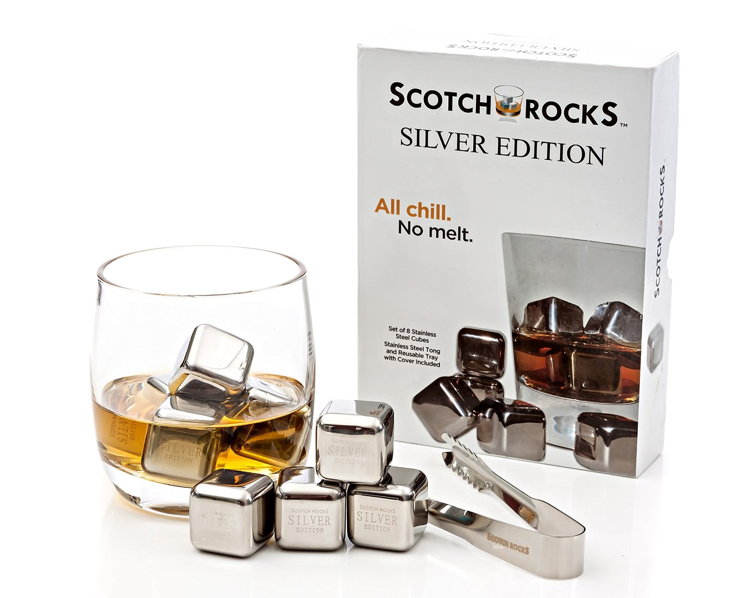 Đá lạnh không tan, thay thế đá nước Scotch Rocks Silver Edition set 8