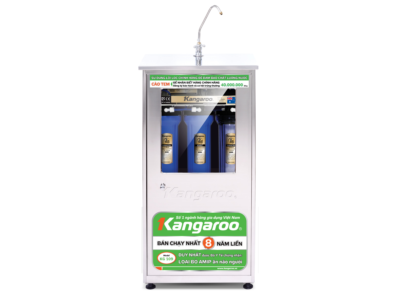 Máy lọc nước Kangaroo 9 lõi KG109 (Tủ inox) 