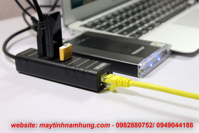 Bô chia USB chuẩn 3.0 kèm cổng LAN gigabit Unitek Y3057