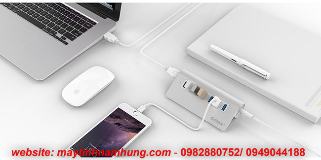 Bộ chia USB 3.0 vỏ nhôm thiết kế cho Macbook 7 cổng Orico M3H7