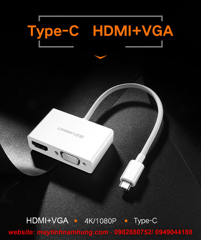 Cáp chuyển đổi cổng Thunderbolt 3 ra HDMI+VGA