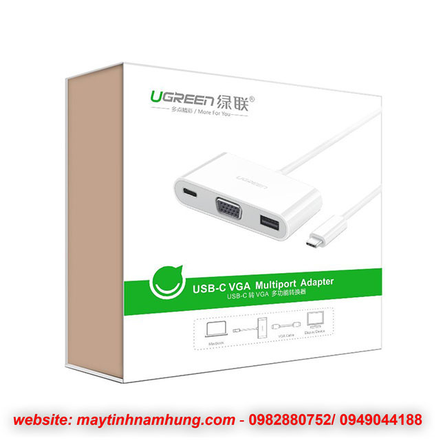 Cáp nối từ USB Macbook 12 sang máy chiếu VGA Ugreen 30376