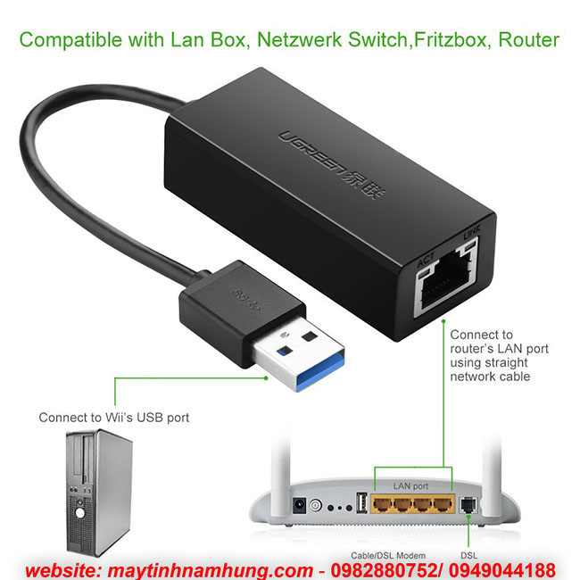 Cáp chuyển cổng USB 3.0 ra cổng LAN RJ45