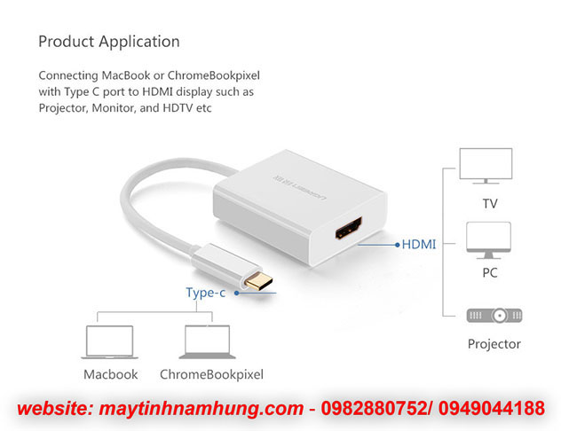 Cáp USB Type C to HDMI hỗ trợ 4 k * 2 k cho apple macbook 12 inch và google chromebook pixel