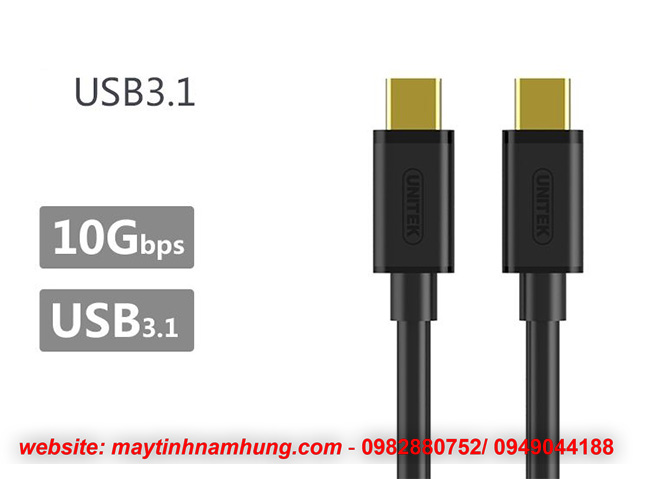 Cáp USB type C kết nối điện thoại với macbook Unitek YC477BK
