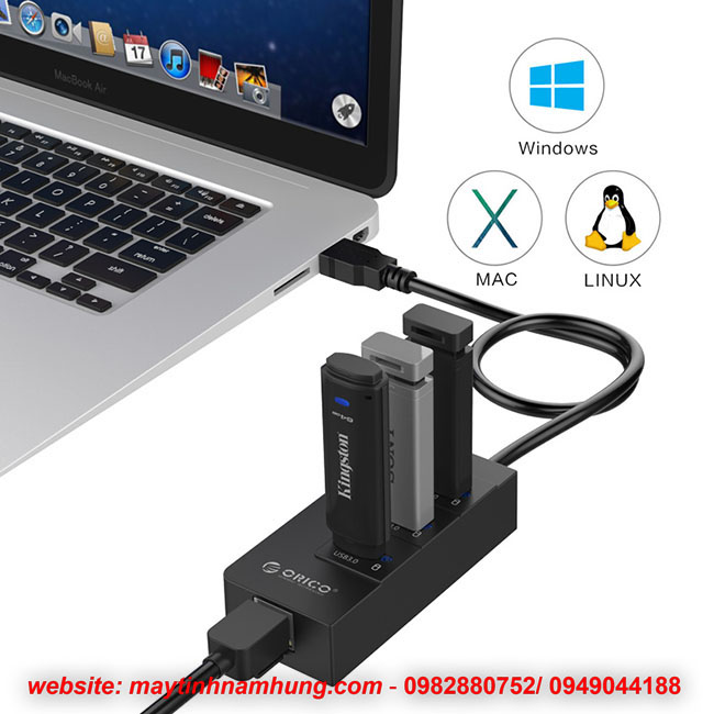 Bộ chia USB tích hợp cổng mạng chuẩn Gigabit ORICO HR01-U3