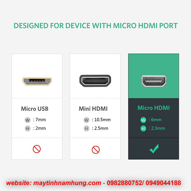 chuyển đổi Micro HDMI sang HDMI VGA cho Ultrabooks, Máy tính bảng, Máy ảnh và Máy quay phim