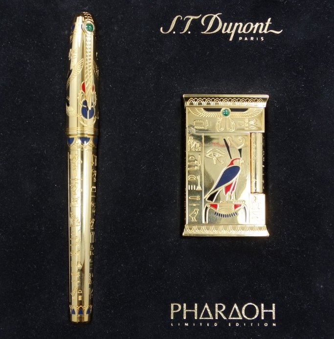 Bộ bật lửa + bút máy cao cấp S.T. Dupont Pharaoh Gold