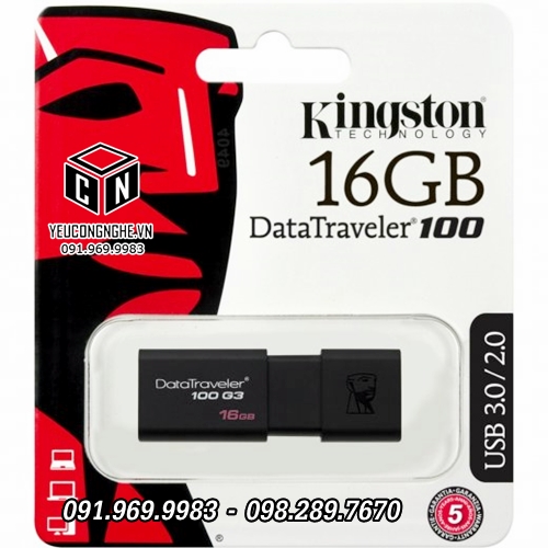 USB Kingston 16GB giá rẻ cổng kết nối 3.0/2.0 DT100G3