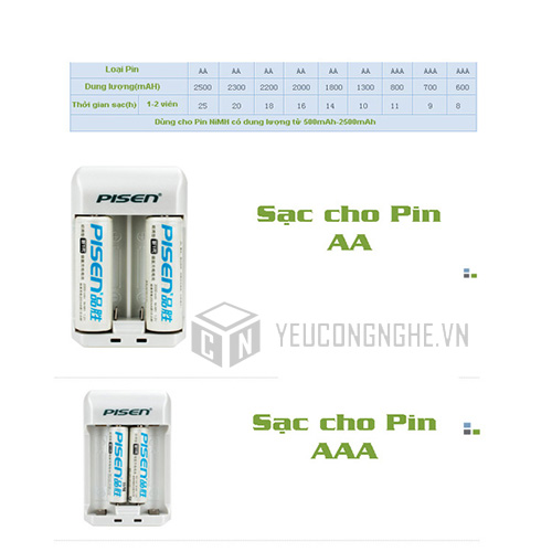 Sac Pisen TS_MC005 cho Pin AA/AAA pin máy ảnh