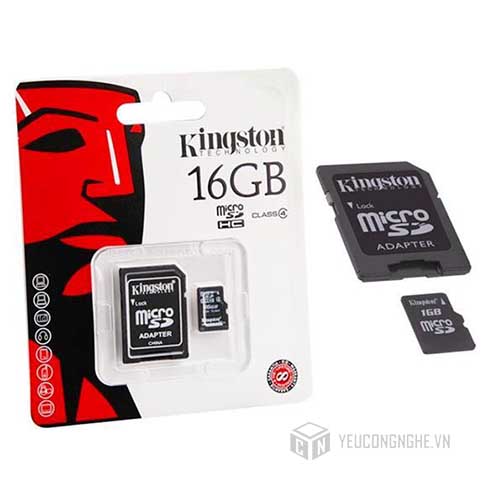 Thẻ Nhớ MicroSD Kingston 16GB Class 10 kèm Adapter