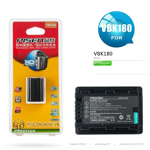 Pin cho máy quay Panasonic VBK180 Pisen