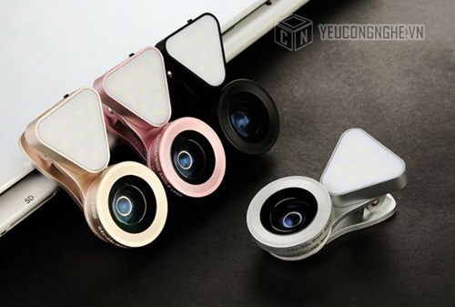 Ống kính chụp ảnh cho smartphone 3 trong 1 Macro, góc rộng, đèn led Lieqi LQ-035