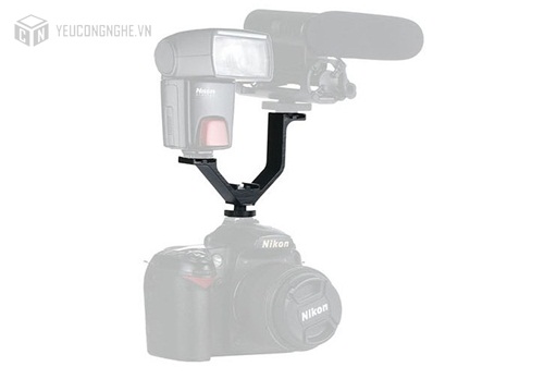 Gá chữ V lắp đèn flash, mic cho máy ảnh triple shoe V-bracket 10.5cm Easy Hood