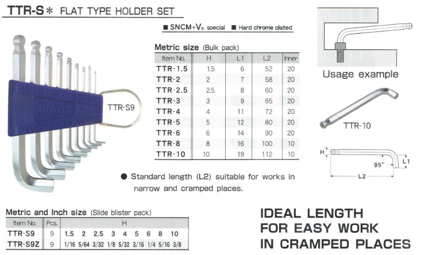 Bộ lục giác  bộ lục chìm cạnh ngắn, EIGHT TTR-S9, TTR-S9, bộ lục giác với cạnh ngắn,