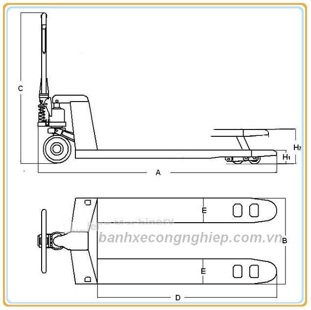 Xe nâng tay siêu thấp LPT 10S chiều cao nâng thấp nhất đến 35mm đặc biệt thích hợp khi nâng pallet siêu thấp bằng giấy carton, bằng cao su, nâng module máy 