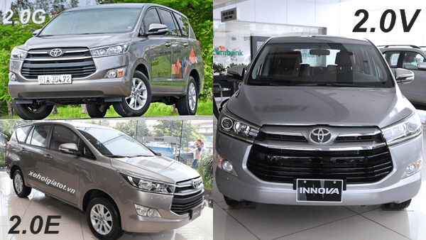 So sánh Toyota Innova 2.0 E - G và V