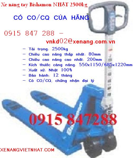 xe nâng tay bishamon nhật 2 tấn có co/cq giá rẻ chất lượng tuyệt đỉnh