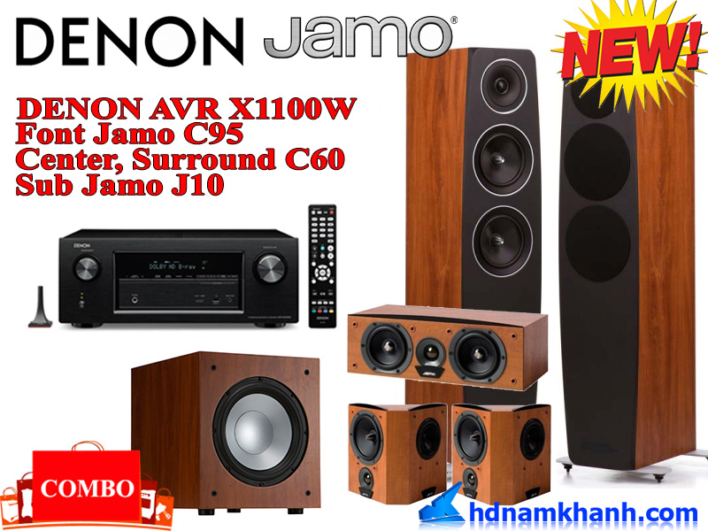Bộ loa amply 5. 1, Denon AVR X1100, Loa Jamo C95, cen+sur Jamo C60, Sub jamo J10, dàn