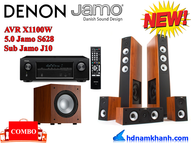 Bộ loa amply 5. 1, Denon AVR X1100, Loa Jamo C95, cen+sur Jamo C60, Sub jamo J10, dàn