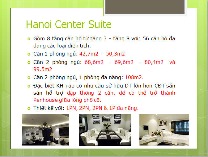 dự án chung cư Hanoi Center Suite