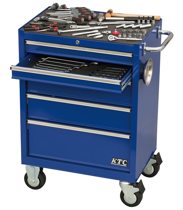 Bộ dụng cụ với xe SKX3805, xe dụng cụ màu xanh, xe dụng cụ 5 ngăn kéo