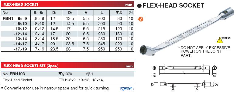 Tay vặn liền khẩu, KTC FBH1-12x14, tay vặn liền khẩu cỡ 12 và 14mm