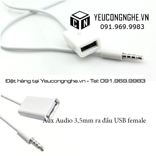 Cáp chuyển đổi 3,5mm AUX Audio Plug Jack ra Female USB