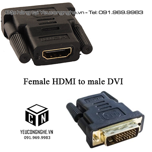 Giắc chuyển tín hiệu từ cổng HDMI Female sang đầu DVI male adaptor