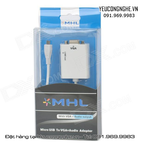 Cáp chuyển đổi tín hiệu Micro USB MHL ra VGA Audio cho Samsung galaxy S4