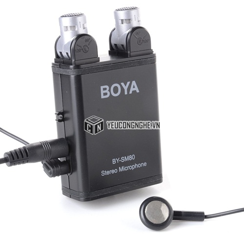 Mic thu âm stereo microphone định hướng gắn máy quay, máy ảnh Boya BY-SM80