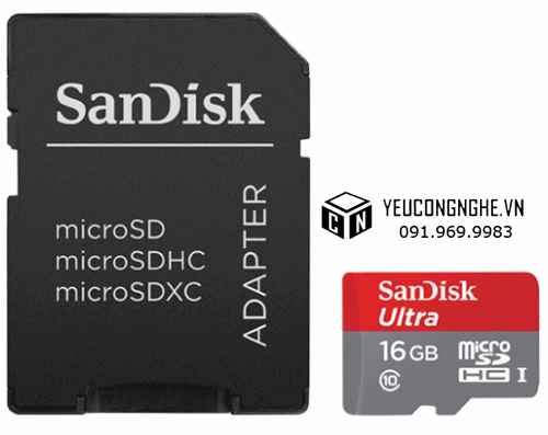 Thẻ nhớ Sandisk 16GB micro SDHC class 4 tốc độ cao chính hãng