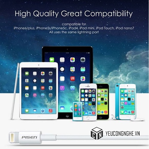 Cáp sạc và truyền dữ liệu iPhone 7 6 5, iPad tốc độ cao Pisen