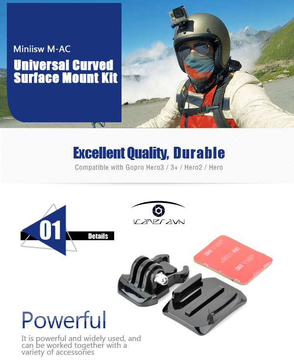 Bộ gá kẹp gài GoPro Hero Miniisw M-AC Universal Curved Surface Mount Kit