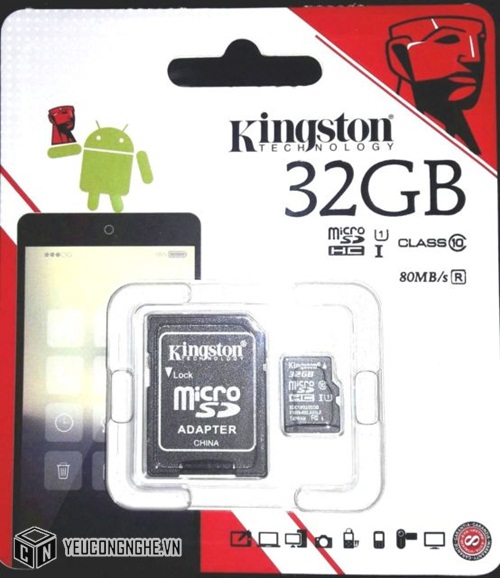 Thẻ Nhớ MicroSDHC Kingston 32GB U1 80MB/s kèm SD Adapter giá rẻ chính hãng