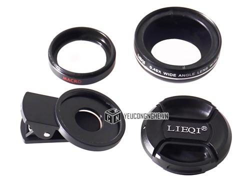 Ống kính chụp ảnh cho điện thoại 2 trong 1 góc rộng - macro lens LIEQI LQ-027