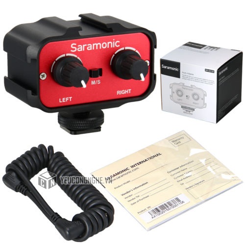 Thiết bị kết nối mic thu âm với máy ảnh, máy quay 2 mic cùng lúc Audio Adapter SR-AX100 Saramonic