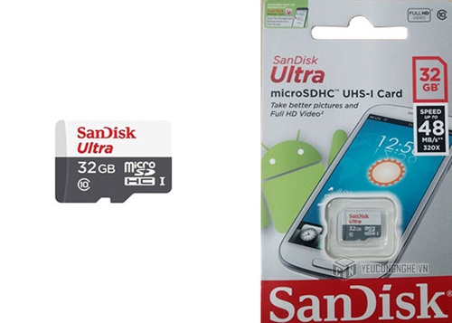 Thẻ nhớ Micro SD 32GB Sandisk tốc độ 48MB/s SDSQUNB-032G-GN3MN