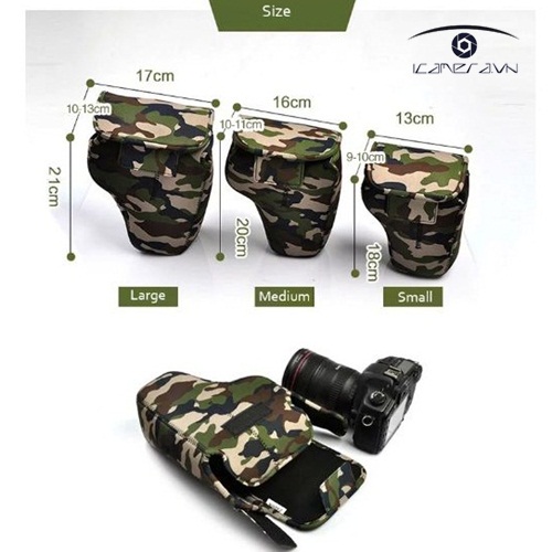 Túi máy ảnh Caden Camouflage Camera Case cho Canon, Nikon, Sony, Pentax size M