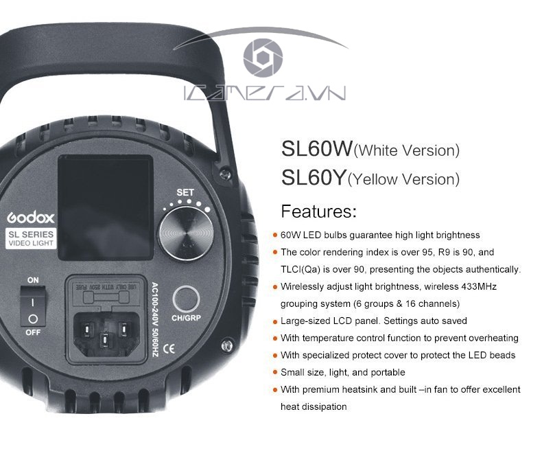 Đèn LED chụp ảnh Godox SL60W cho studio chuyên nghiệp