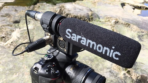 Mic shotgun tính hợp bộ chuyển đổi Saramonic MIXMIC 2 kênh XLR micro