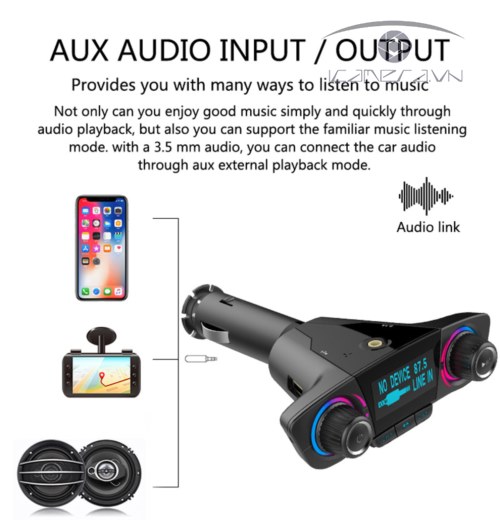 Bộ kết nối Bluetooth đàm thoại rảnh tay trên xe hơi BT06 AUX FM và thẻ TF