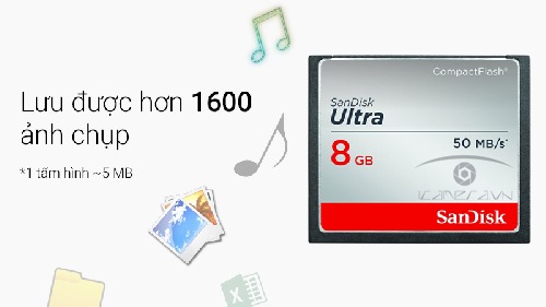 Thẻ nhớ CompactFlash SanDisk Ultra 8GB SDCFHS-008G-G46