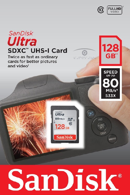 Thẻ nhớ SDXC SanDisk Ultra 128GB tốc độ 80MB/s SDSDUNC-0128G-GN6IN