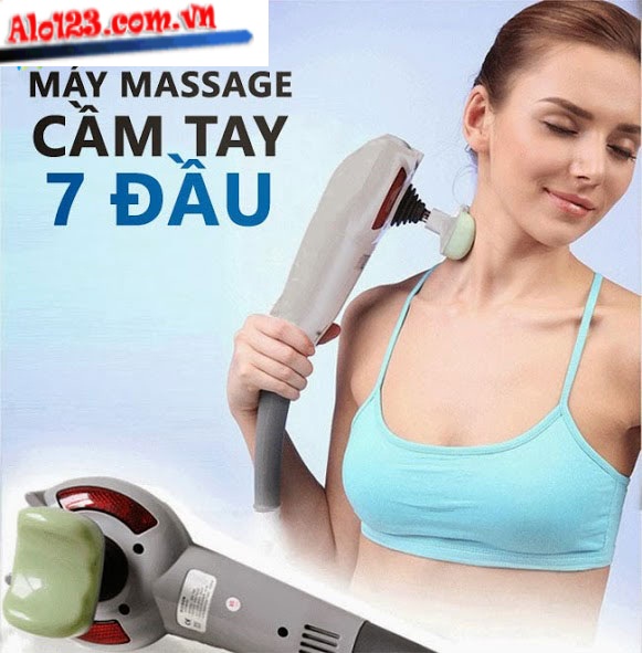 Máy massage cầm tay 7 đầu, máy mát xa cầm tay hồng ngoại, máy mát xa 10 đầu