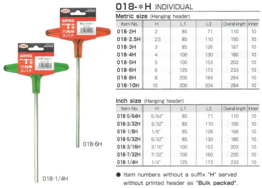 Lục giác chữ T, lục giác Eight kiểu chữ T, 018-4M EIGHT