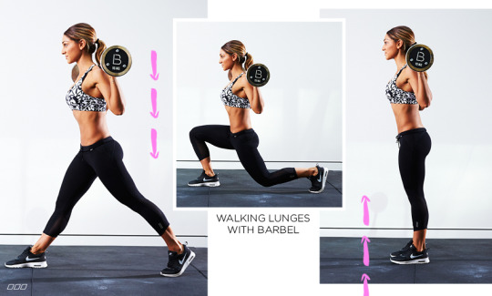 Waking lunges with Barbell