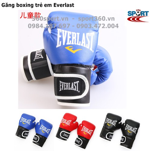 Găng boxing trẻ em Everlast  cao cấp màu xanh