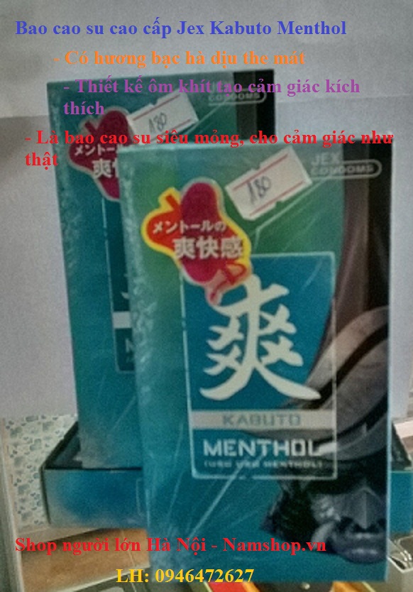 Bao cao su Jex Kabuto Menthol có hương bạc hà dịu the mát