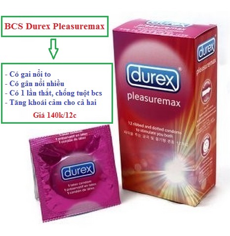 Bao cao su có gai gân Durex Pleasuremax